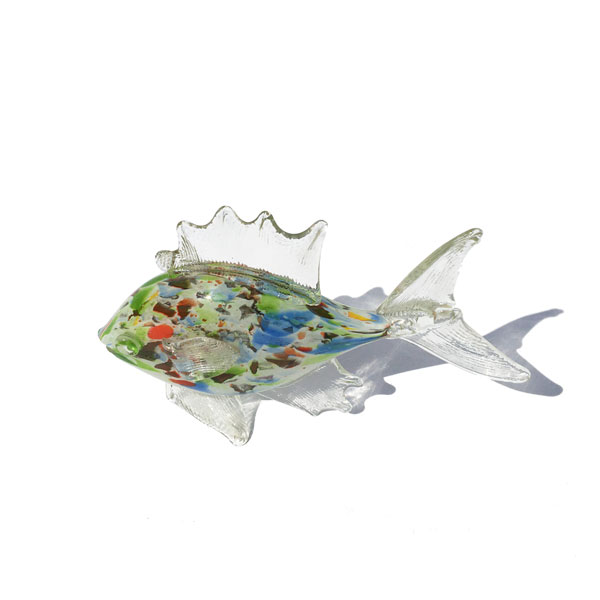 Bibelot : grand poisson en verre multicolore de Murano