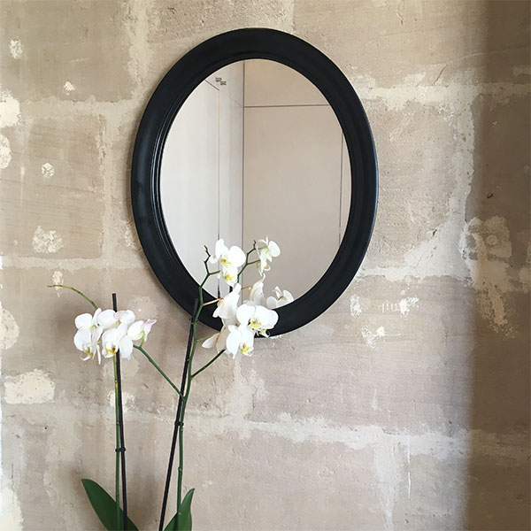 Miroir en bois de forme ovale style contemporain - décoration murale - Brocante Eshop de Madame M