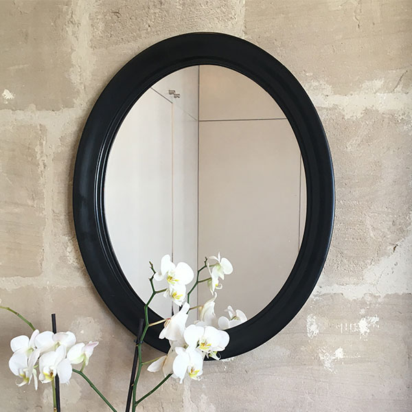 Miroir en bois de forme ovale style contemporain - décoration murale - Brocante Eshop de Madame M