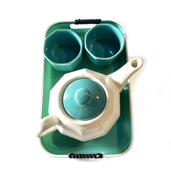 Petit service à thé en céramique et son plateau vintage