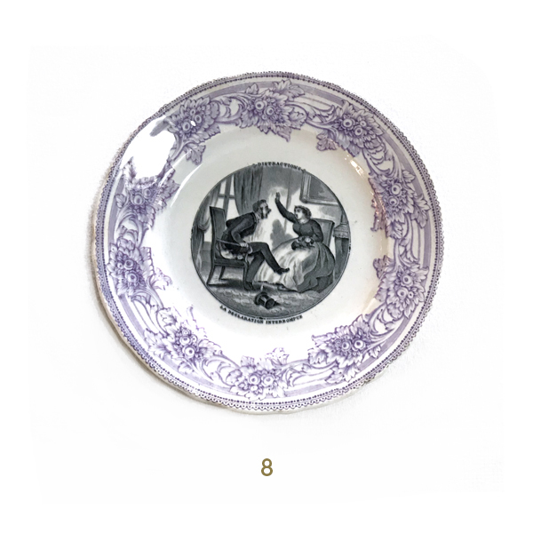Assiettes parlantes en faïence fine de J. Vieillard & Cie - Manufacture de faïence fine à Bordeaux de 1845 à 1895.