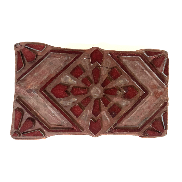 joli Bunta - ancien grand tampon à impression batik et textile en bois et feutrine